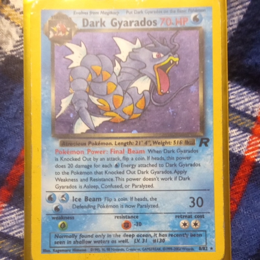 Nintendo Dark Gyarados Trading Card - Blue and Yellow